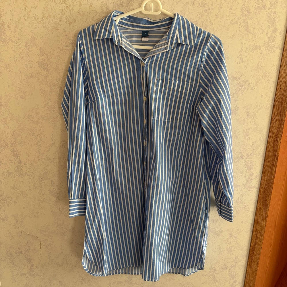 OLD NAVY Blue Striped Shirt Dress Size Small